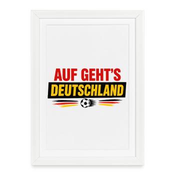 Auf Geht's Deutschland | Supporter Football - Affiche encadrée (27 × 37 cm) - blanc - Devant