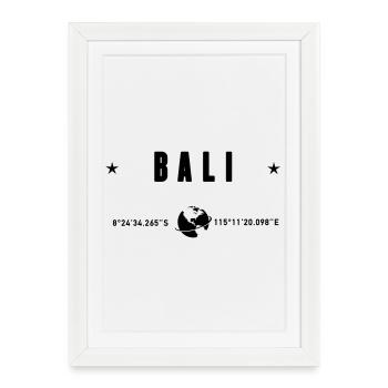 Bali Indonesia Coordinates Gps Globe - Framed poster (27 × 37 cm) - white - Front