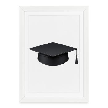 Estampe d’art de la casquette de remise des diplômes - Affiche encadrée (27 × 37 cm) - blanc - Devant