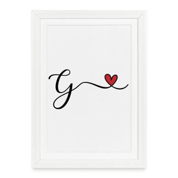 Lettre G avec initiales monogrammes en forme de cœur - Affiche encadrée (27 × 37 cm) - blanc - Devant