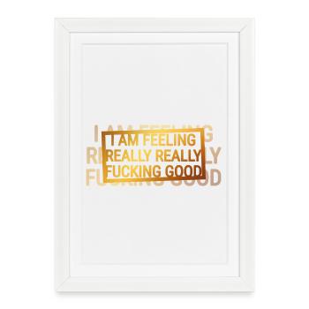 Typographie de l’Humeur Confiante Or - Affiche encadrée (27 × 37 cm) - blanc - Devant