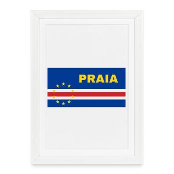 Praia in Cabo Verde Flag - Framed poster (27 × 37 cm) - white - Front