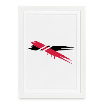 deux bandes de couleur avec des bandes horizontale - Affiche encadrée (27 × 37 cm) - blanc - Devant