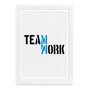 Blue Teamwork Shadow Mirrored Logo Design Crew - Framed poster (27 × 37 cm) - white - Front