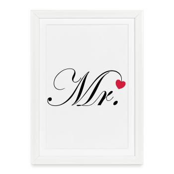 Mr Design Groom Mariage Cœur Cadeau - Affiche encadrée (27 × 37 cm) - blanc - Devant