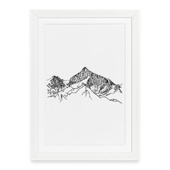 Walliser Weisshorn, Suisse, Alpes, Montagnes, 4000m - Affiche encadrée (27 × 37 cm) - blanc - Devant