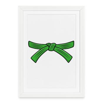 Ceinture de karaté, diplôme de ceinture verte Kyu Karaté étudiant - Affiche encadrée (27 × 37 cm) - blanc - Devant