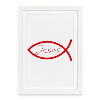 Jésus poisson Ichthys poisson poisson poisson - Affiche encadrée (27 × 37 cm) - blanc - Devant