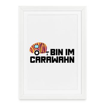 Caravan Caravan Zebra Pattern Fan Madness Camper - Framed poster (27 × 37 cm) - white - Front