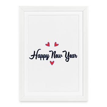 HAPPY NEW YEAR - Affiche encadrée (27 × 37 cm) - blanc - Devant