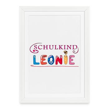 Écolier Léonie Inscription à l’école - Affiche encadrée (27 × 37 cm) - blanc - Devant