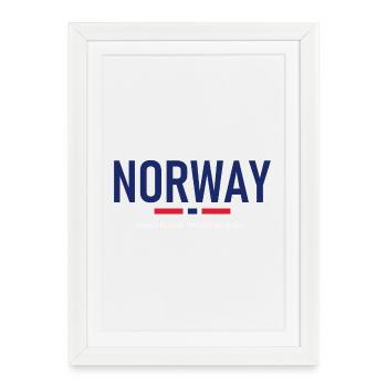 Norvège - Norvège - Norvège - Drapeau - Scandinavie - Affiche encadrée (27 × 37 cm) - blanc - Devant