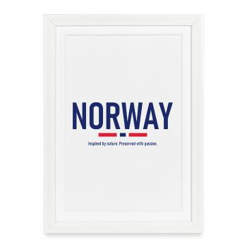 Norvège - Norvège - Norvège - Drapeau - Scandinavie - Affiche encadrée (27 × 37 cm) - blanc - Devant