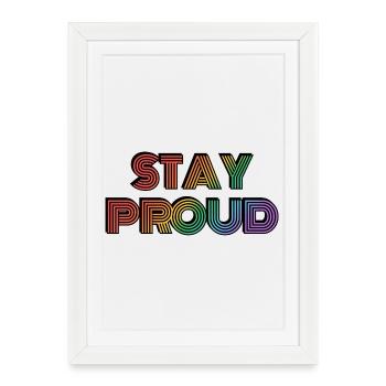 Restez fier Rainbow Retro Type - Affiche encadrée (27 × 37 cm) - blanc - Devant