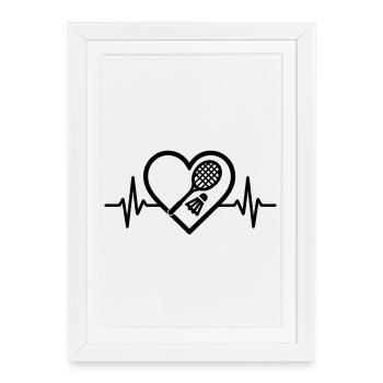 Badminton Heart - Framed poster (27 × 37 cm) - white - Front