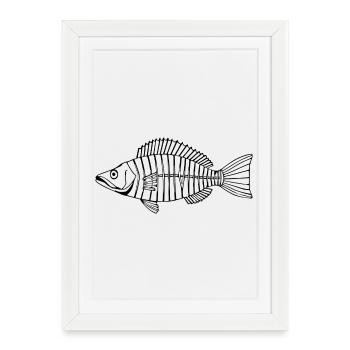 Poisson chemise poisson motif,Cadeau de vêtements de pêche - Affiche encadrée (27 × 37 cm) - blanc - Devant