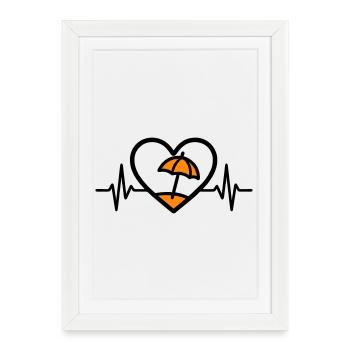 Beach Heart Holiday Sun - Framed poster (27 × 37 cm) - white - Front