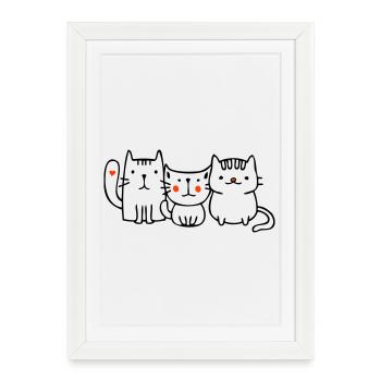 Trois petits chats - Affiche encadrée (27 × 37 cm) - blanc - Devant