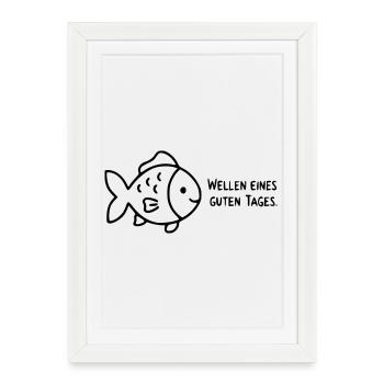 Jeu de mots de poisson | Vagues d’une bonne journée - Affiche encadrée (27 × 37 cm) - blanc - Devant