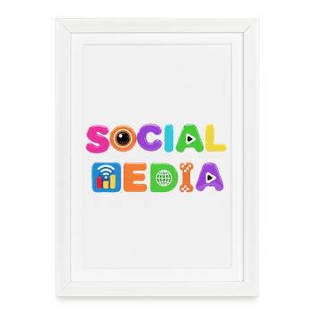 Pop Art coloré des médias sociaux - Affiche encadrée (27 × 37 cm) - blanc - Devant