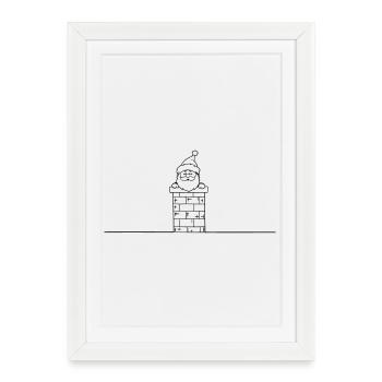 Santa Claus Chimney Christmas - Framed poster (27 × 37 cm) - white - Front