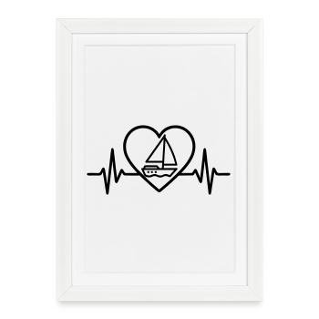 Heart Sailing – Passion Voilier - Affiche encadrée (27 × 37 cm) - blanc - Devant