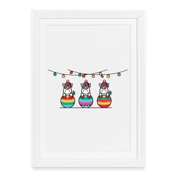 3 Unicorns Christmas Baubles Friends - Framed poster (27 × 37 cm) - white - Front