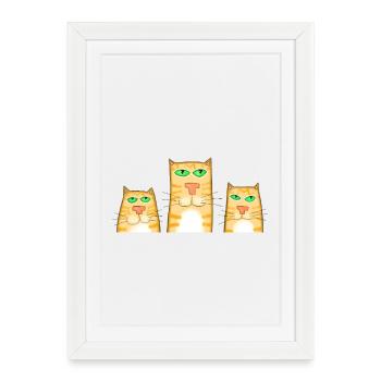 3 cats - Framed poster (27 × 37 cm) - white - Front