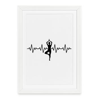 Yoga ECG Battement de cœur - Affiche encadrée (27 × 37 cm) - blanc - Devant