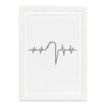 my heart beats for fishing - Framed poster (27 × 37 cm) - white - Front