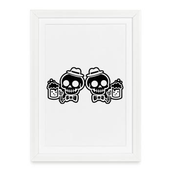 Équipe Skeleton Beer Bachelors - Affiche encadrée (27 × 37 cm) - blanc - Devant