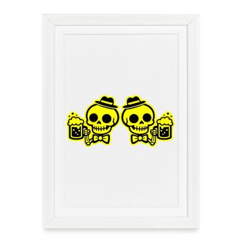 Équipe Skeleton Beer Bachelors - Affiche encadrée (27 × 37 cm) - blanc - Devant
