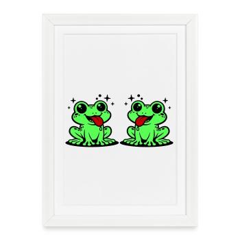 Toad couple frog - Framed poster (27 × 37 cm) - white - Front