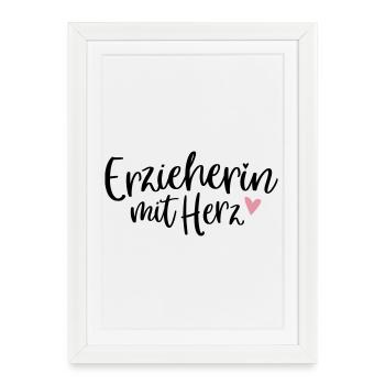 Éducateur au cœur | Crèche cadeau de remerciement - Affiche encadrée (27 × 37 cm) - blanc - Devant