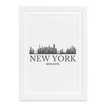 Skyline de New York, silhouette de New York - Affiche encadrée (27 × 37 cm) - blanc - Devant