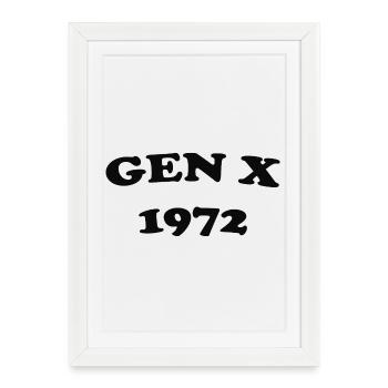 Gen X 1972 Retro Typography Shirt - Framed poster (27 × 37 cm) - white - Front