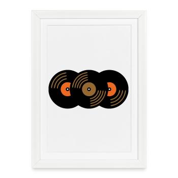 Collection de disques vinyles Fan de musique - Affiche encadrée (27 × 37 cm) - blanc - Devant