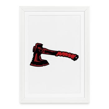 Axe Lumberjack Bushcraft Camping de survie - Affiche encadrée (27 × 37 cm) - blanc - Devant