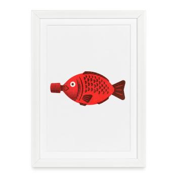 Poisson Rouge - Affiche encadrée (27 × 37 cm) - blanc - Devant