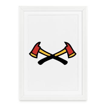 Logo des pompiers croisés - Affiche encadrée (27 × 37 cm) - blanc - Devant