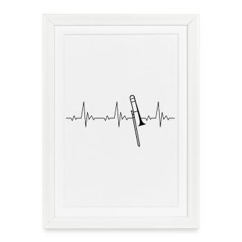 Impulsion de fréquence cardiaque de trombone EKG - Affiche encadrée (27 × 37 cm) - blanc - Devant