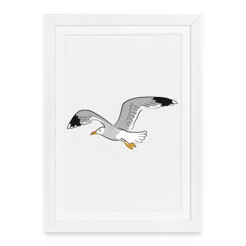mouette - Affiche encadrée (27 × 37 cm) - blanc - Devant