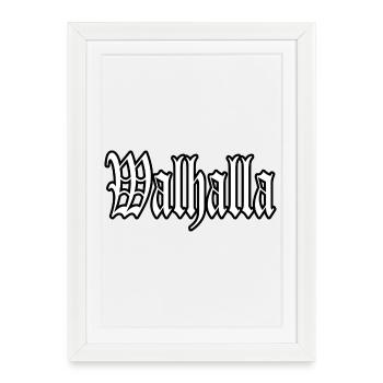 walhalla odin thor viking viking autocollant chemise - Affiche encadrée (27 × 37 cm) - blanc - Devant