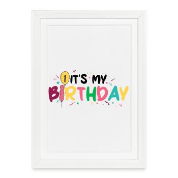 Birthday Burst : Lettrage coloré - Affiche encadrée (27 × 37 cm) - blanc - Devant