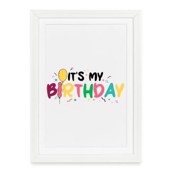 Lettres arc-en-ciel d’anniversaire - Affiche encadrée (27 × 37 cm) - blanc - Devant