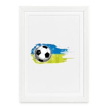 Football - Blue Green - Brush Stroke Design - Framed poster (27 × 37 cm) - white - Front