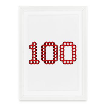 100. 100 YEARS. 100th ANNIVERSARY. BIRTHDAY 100 - Framed poster (27 × 37 cm) - white - Front