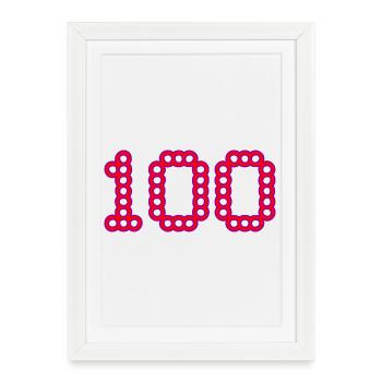 100. 100 ANS. 100e ANNIVERSAIRE. ANNIVERSAIRE 100 - Affiche encadrée (27 × 37 cm) - blanc - Devant