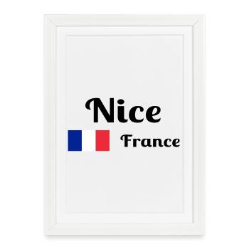 Nice France- Imprimés élégants - Affiche encadrée (27 × 37 cm) - blanc - Devant