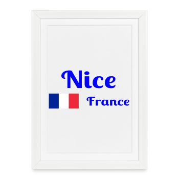 Nice France- Imprimés élégants - Affiche encadrée (27 × 37 cm) - blanc - Devant
